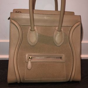 Céline Mini Luggage Handbag-Suede/Smooth Calfskin
